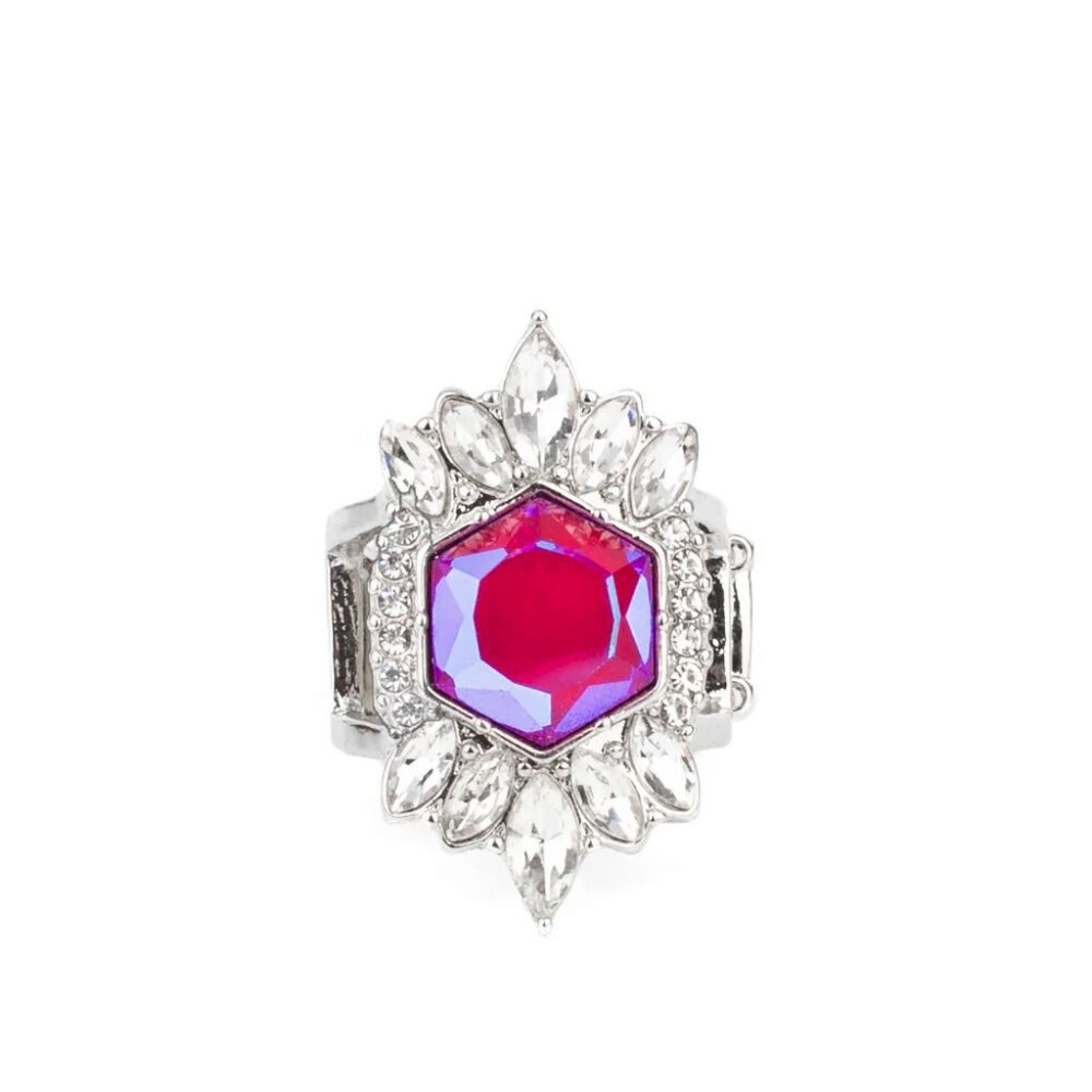 Paparazzi Jewelry Accessories - Divine Intervention - Pink Ring - Vintage - Picture 2 of 4